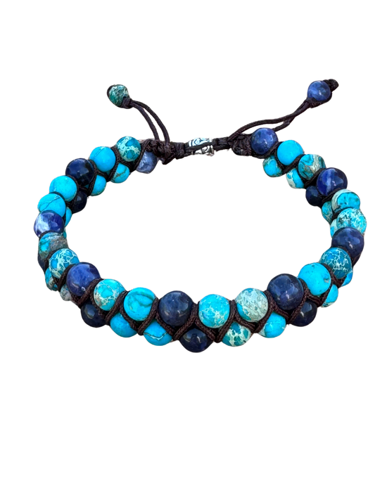 Men's Natural Stone Emperor Jasper And Sodalite Bracelet
