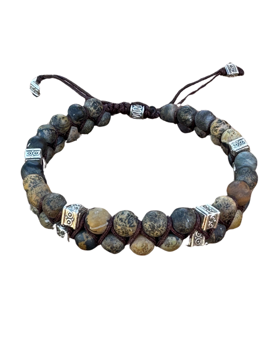Mens Jade and Silver Bracelet